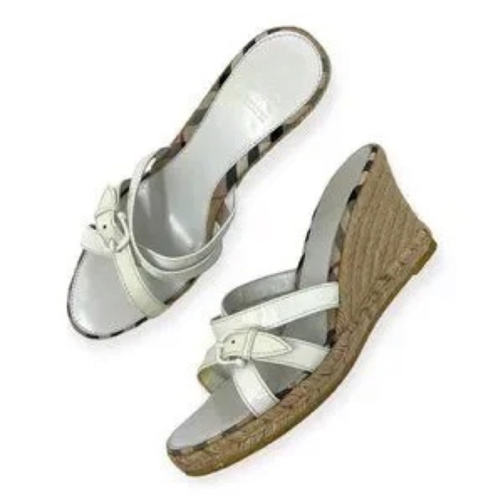 Burberry Nova Check Slip-On Wedge Espadrilles, Size 5.